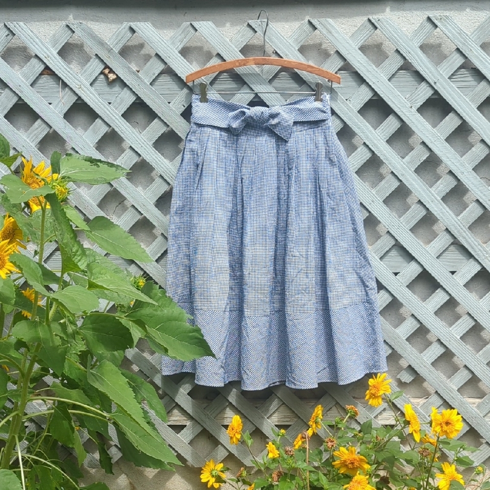NWT- Brooks Brothers - Blue Gingham Midi Skirt - Size 6
